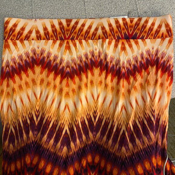 🍂ANA Women Orange Maroon Maxi Boho Bohemian Chevon‎ Print Casual Maxi Skirt | XL - Picture 5 of 9